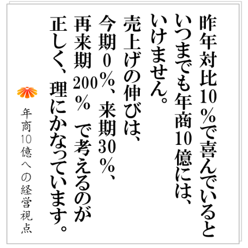 No.109：昨年対比１０％の伸び、この考え方が年商数億で止まる最大の原因