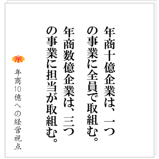 No.135：「年商３億の事業が３つ」は、リスクヘッジどころか自滅の道。ランチェスター戦略でその本質を考える、、、